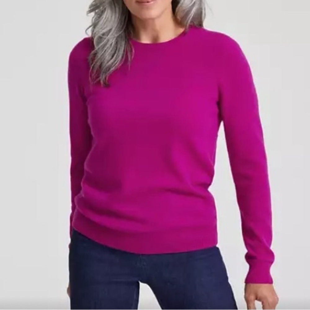 J. Crew Factory Women's Fuschia Purple Crew Neck Sweater